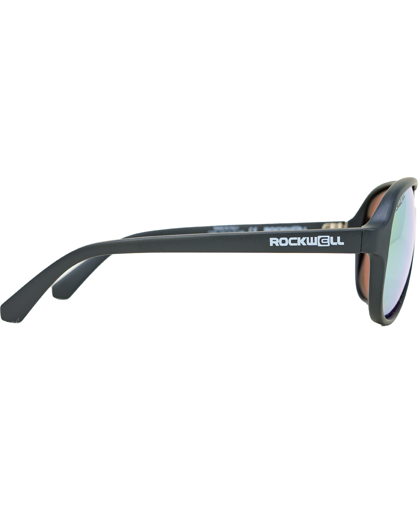 Casino Sunglasses - Black Frame with Yellow Mirror Polarized Lenses - Korvel
