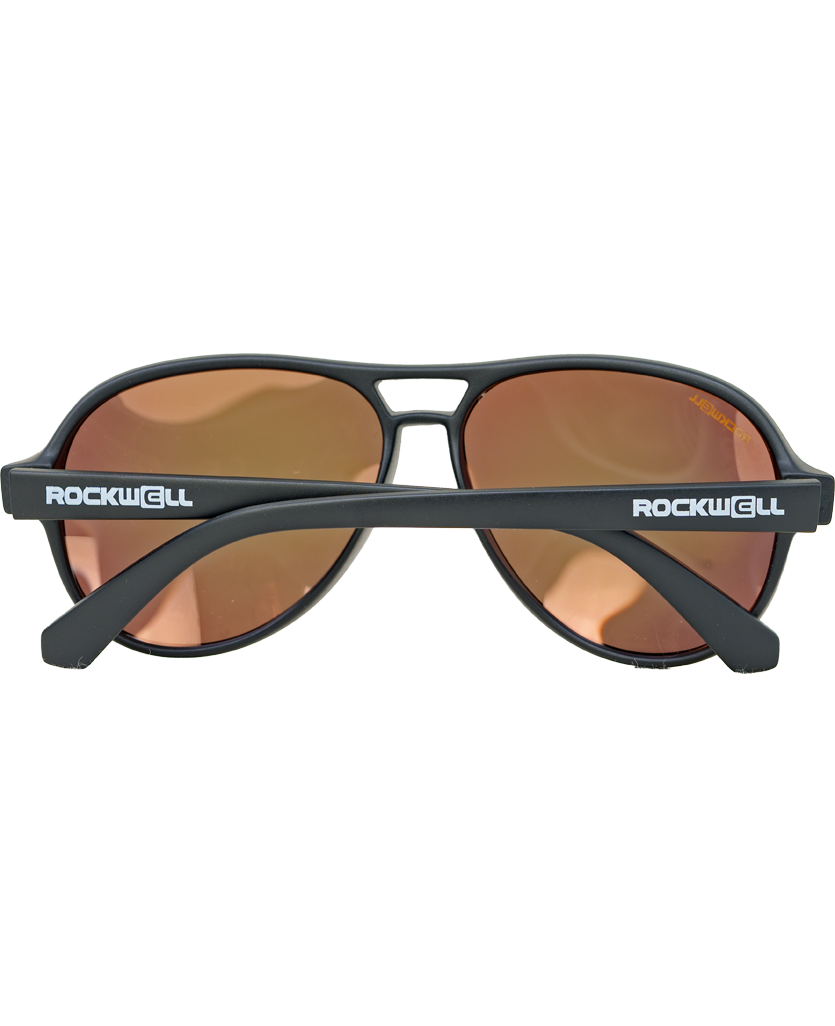 Casino Sunglasses - Black Frame with Yellow Mirror Polarized Lenses - Korvel