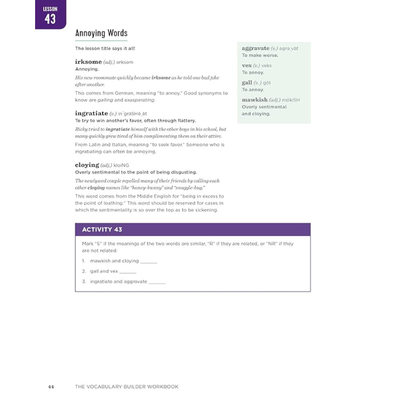 The Vocabulary Builder Workbook (Spiral Bound) - Korvel