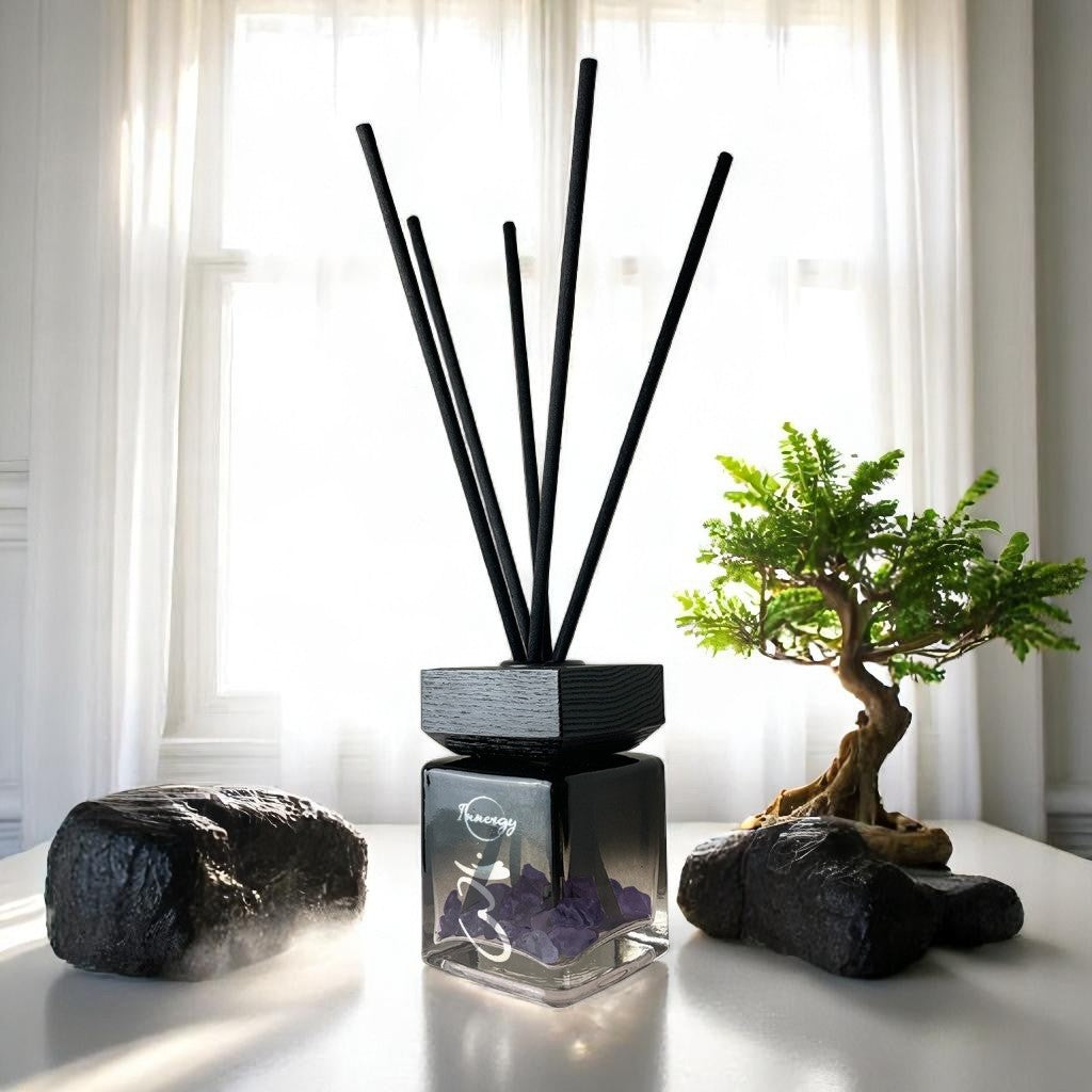Elevate Your Senses with the Third-Eye Chakra Crystal Reed Diffuser - Cypress Mist, 100ml - Korvel