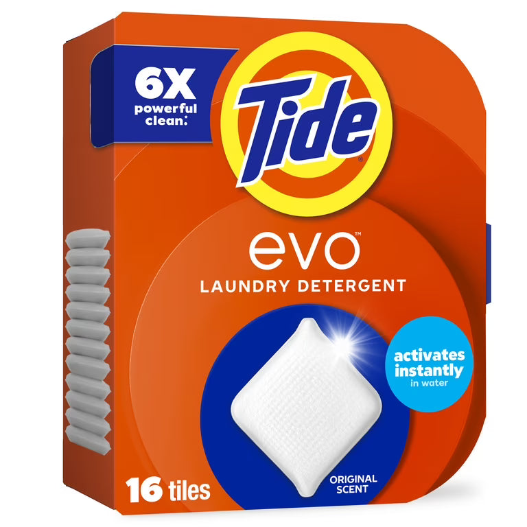 Barras de detergente para ropa Tide EVO - Aroma original, 16 unidades