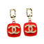 Pendientes Elegantes Diseño CC en Rojo y Azul