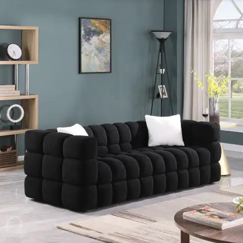 Sofá Boucle Elegante de 3 Plazas en Blanco