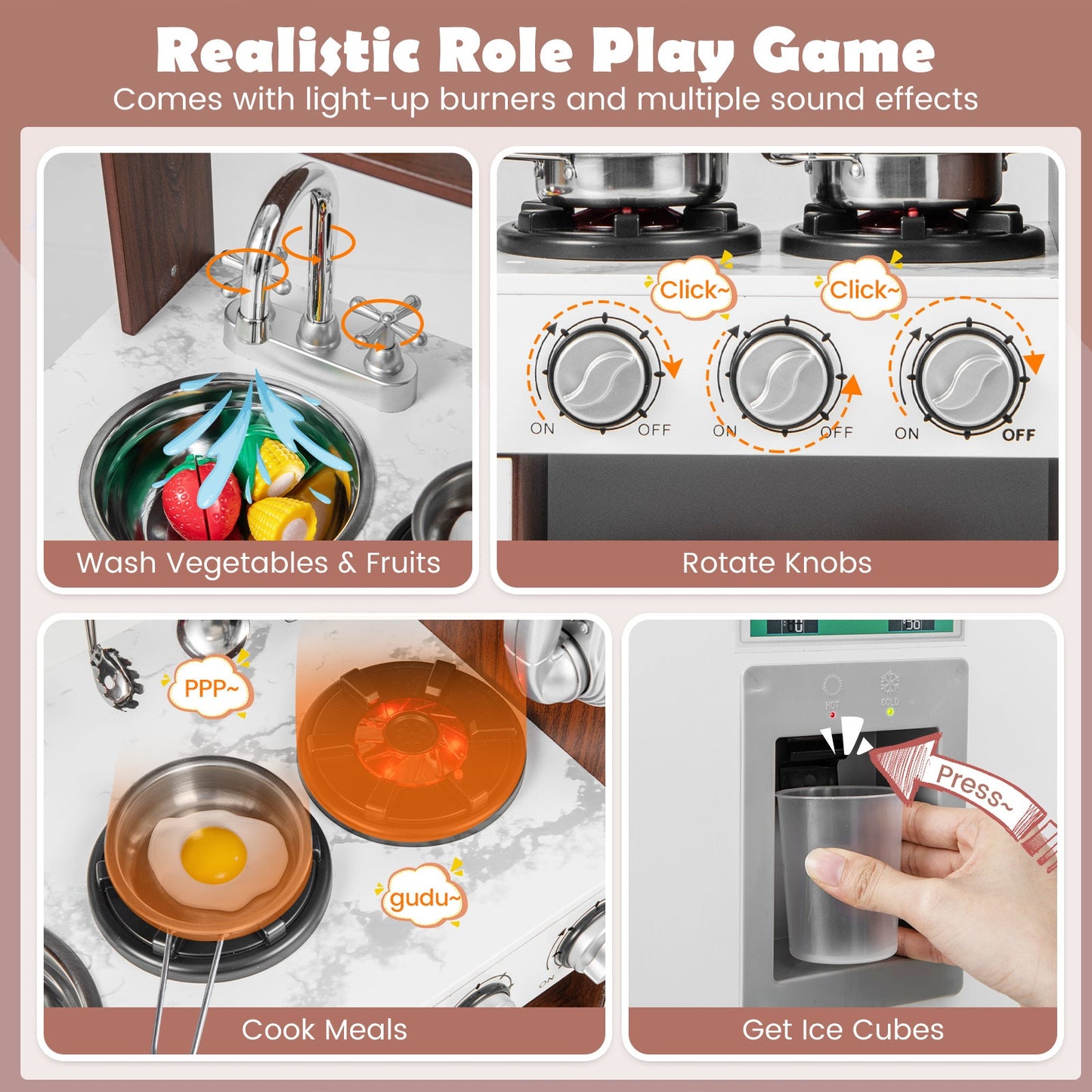 Juego de cocina para niños con sonidos y luces realistas