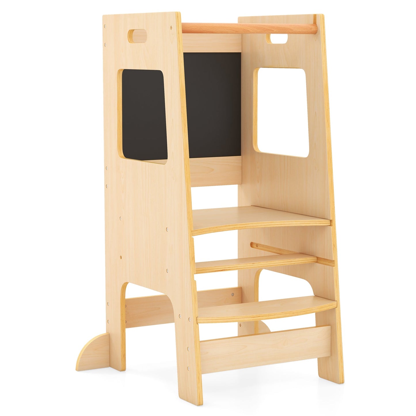 Toddler Kitchen Step Stool with Activity Chalkboard - Natural