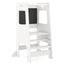 Adjustable Toddler Kitchen Step Stool with Chalkboard - White