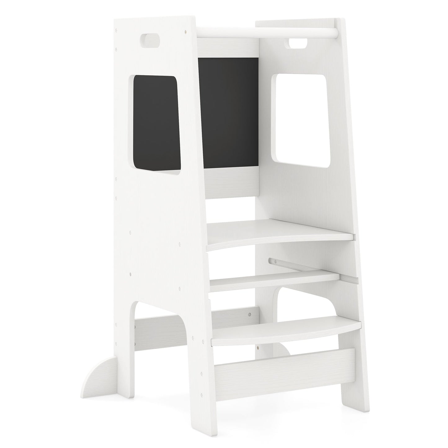Adjustable Toddler Kitchen Step Stool with Chalkboard - White