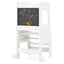 Adjustable Toddler Kitchen Step Stool with Chalkboard - White