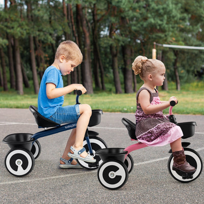 Toddler Tricycle with Adjustable Seat and Storage Baskets - Navy