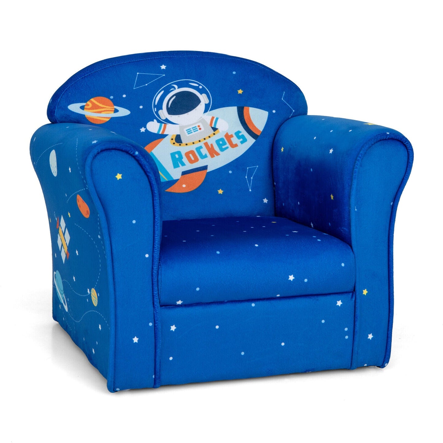 Toddler Upholstered Armchair - Blue with Solid Wood Frame