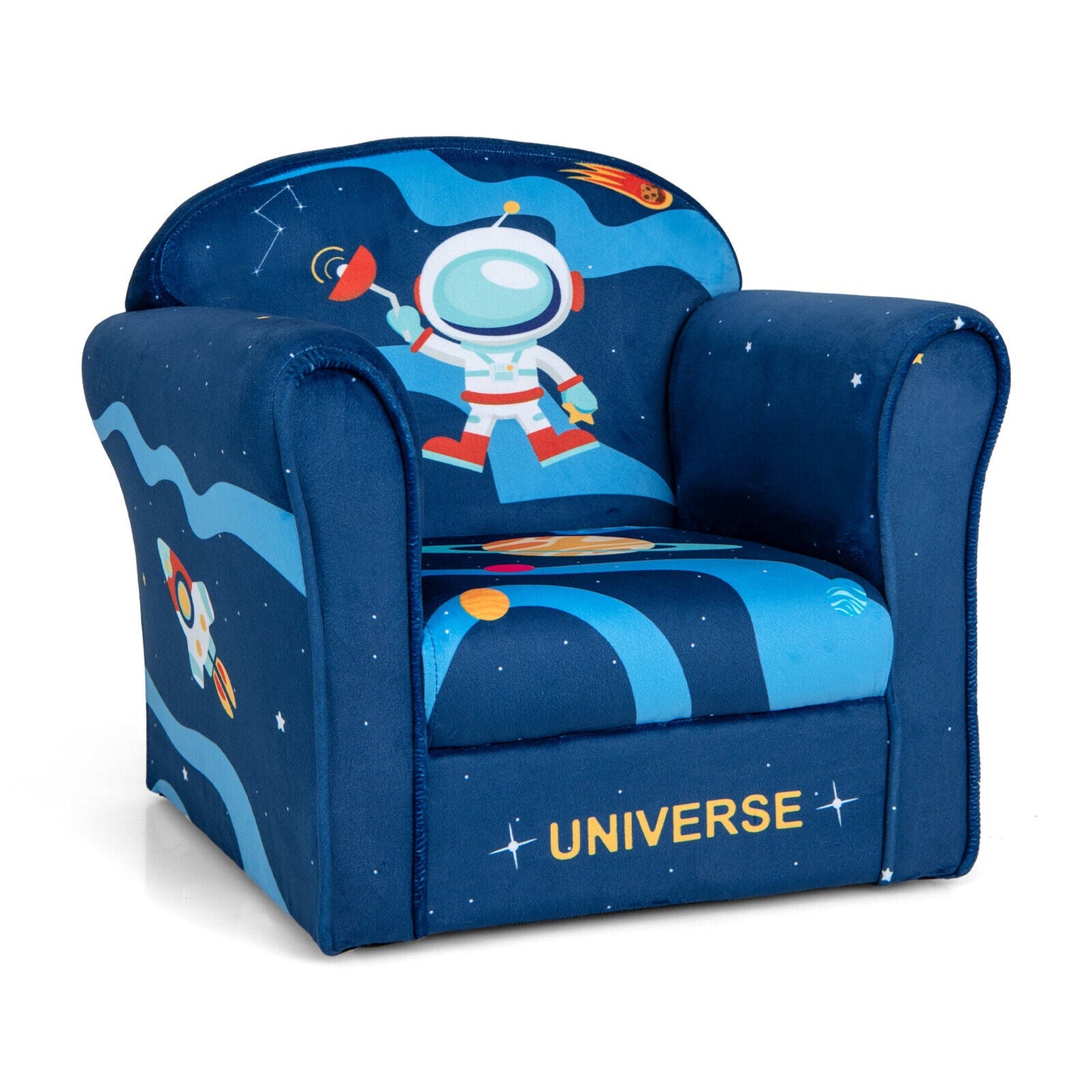 Toddler Upholstered Armchair with Solid Wooden Frame - Multicolor