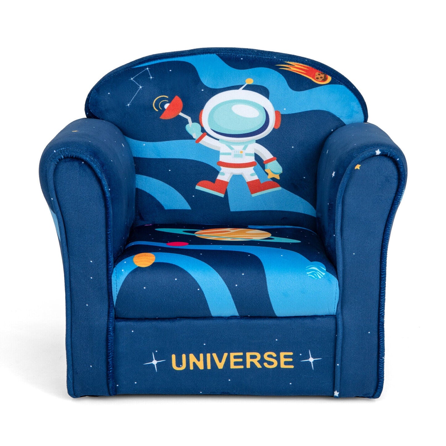Toddler Upholstered Armchair with Solid Wooden Frame - Multicolor