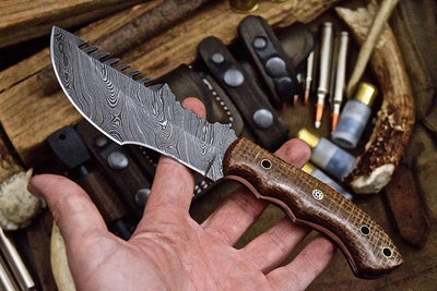 Premium Custom Damascus Steel Tom Brown Tracker Knife - Perfect for Survival, Camping & Tactical Adventures | KBS Knives - Korvel