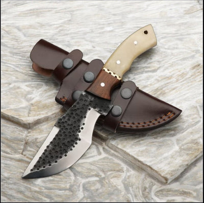 Tom Brown Tracker Survival Knife - Premium D2 Steel, Elegant Rosewood & Brass Handle, Leather Sheath Included - Korvel