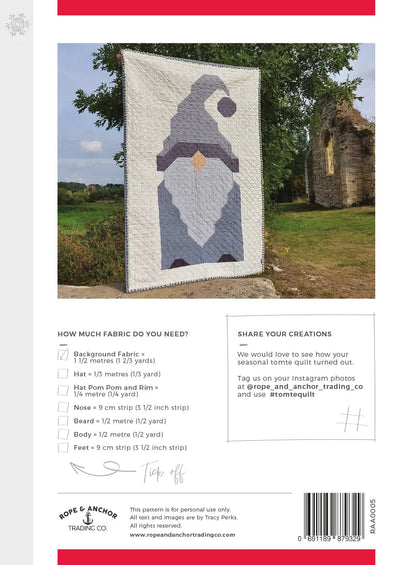 Patrón de Colcha Tomte para Decoración Navideña
