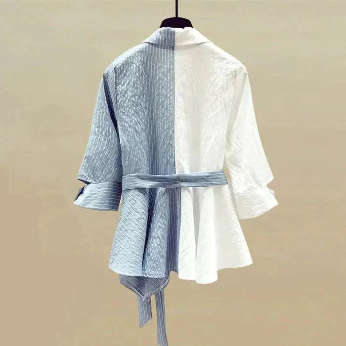 Ensemble Blouse Rayée & Pantalon en Jean
