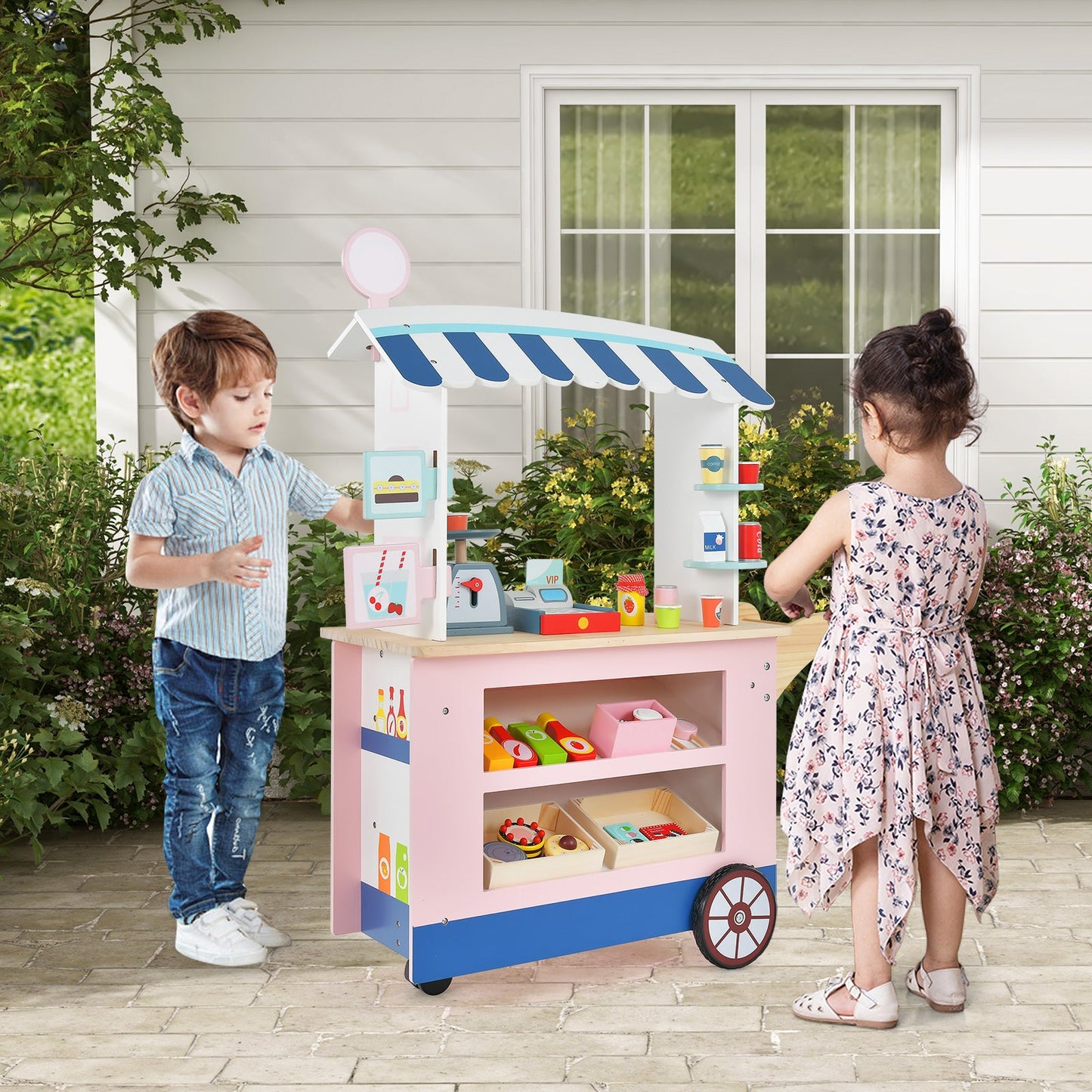 Toy Cart Play Set with POS Machine and Scale