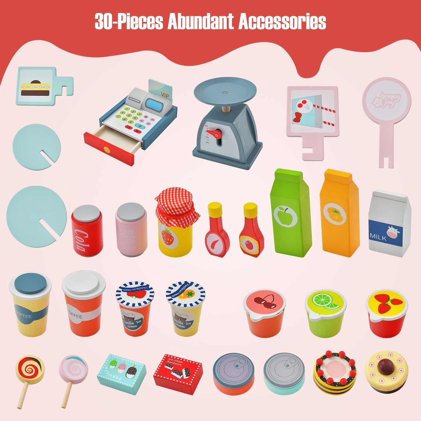 Toy Cart Play Set with POS Machine and Scale