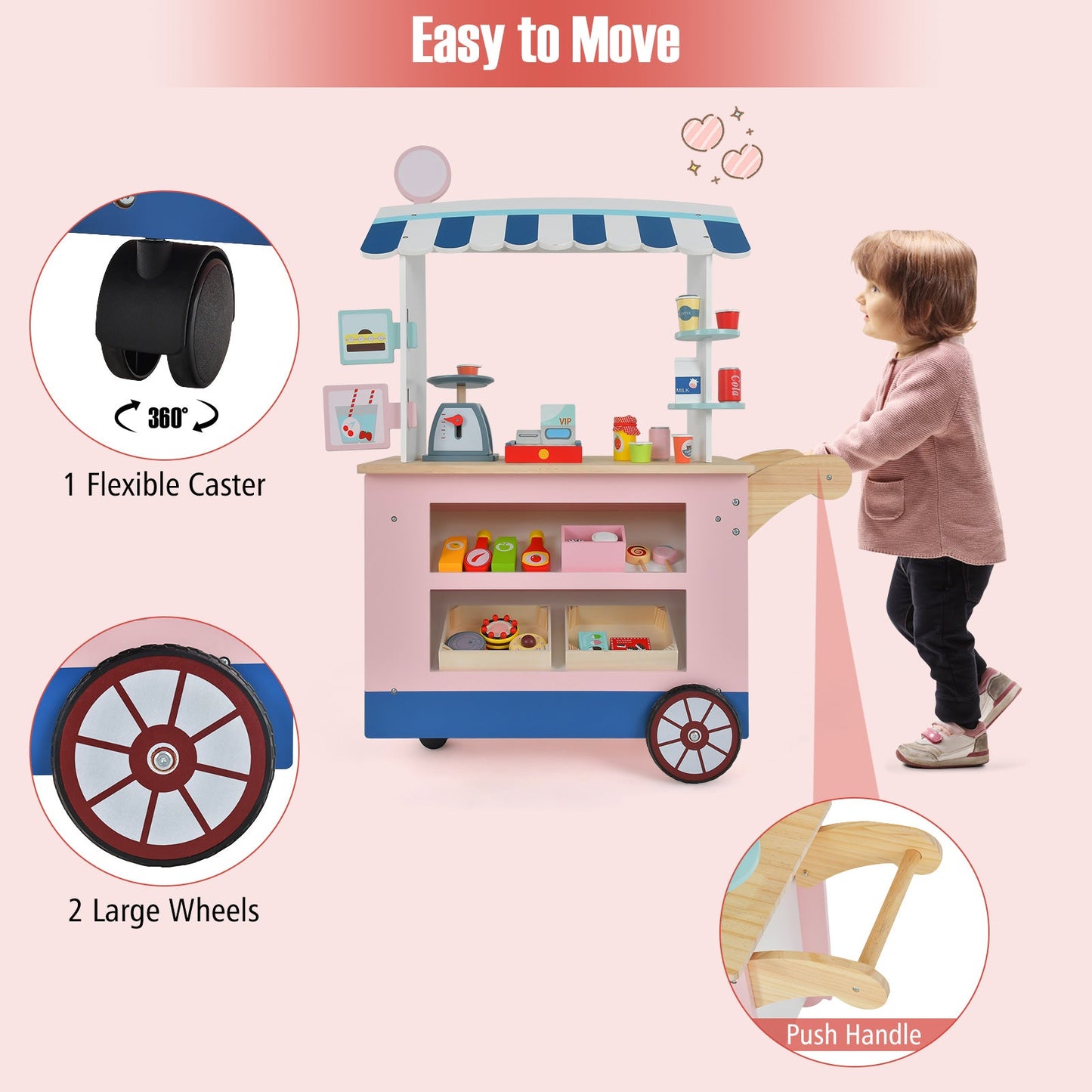 Toy Cart Play Set with POS Machine and Scale