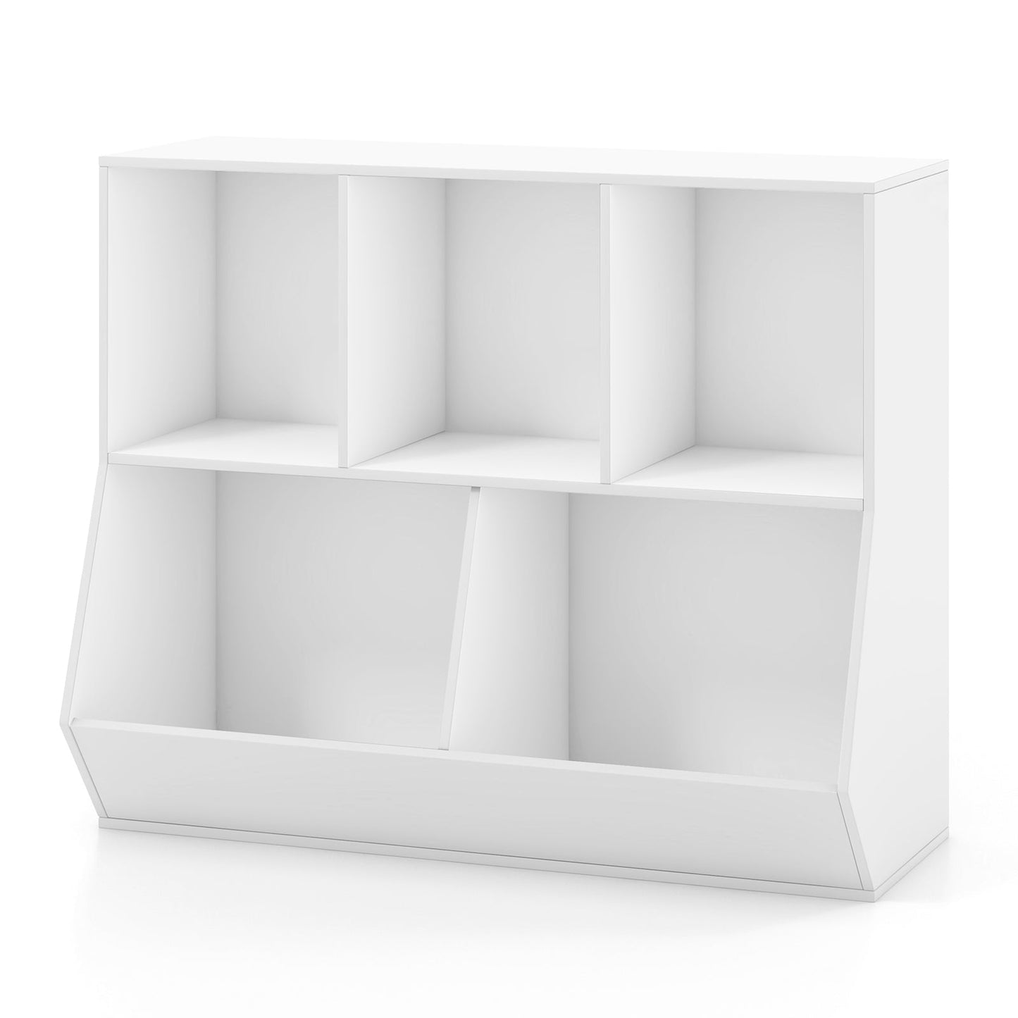 5-Cube Wooden Kids Toy Storage Organizer - White