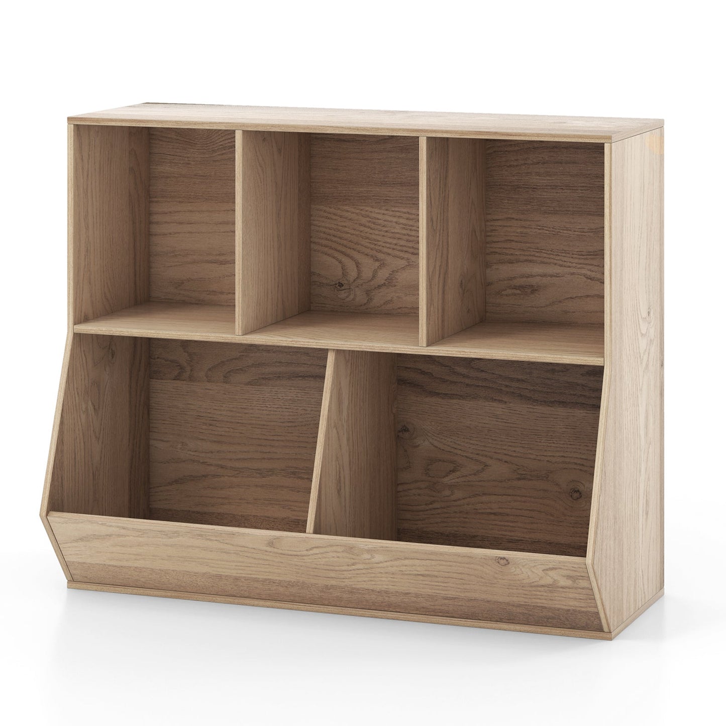 Organisateur de rangement en bois pour jouets d'enfants à 5 cubes - Naturel