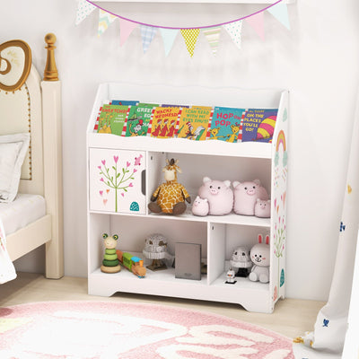 Organisateur de rangement pour jouets d'enfants avec bibliothèque - Blanc