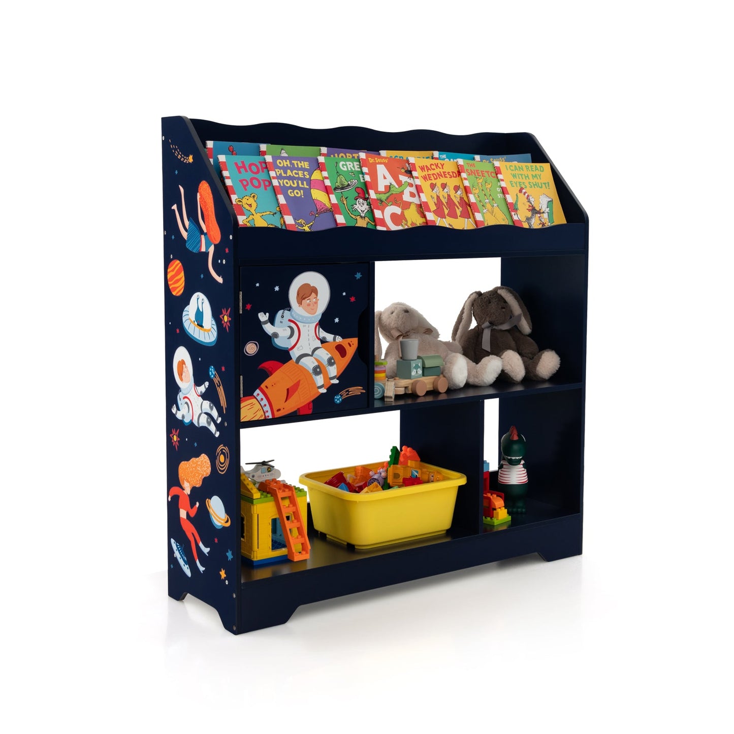Kids Toy Storage Organizer with Bookshelf - Navy