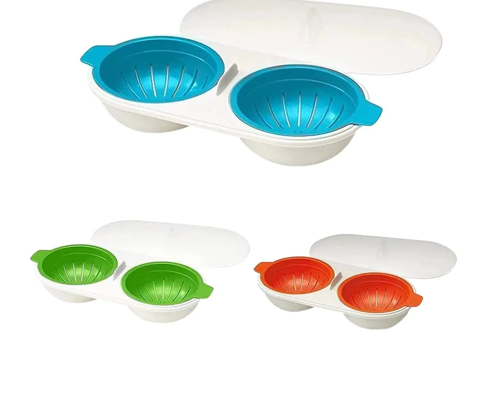 Poachador de Huevos de Microondas de Doble Taza Redonda