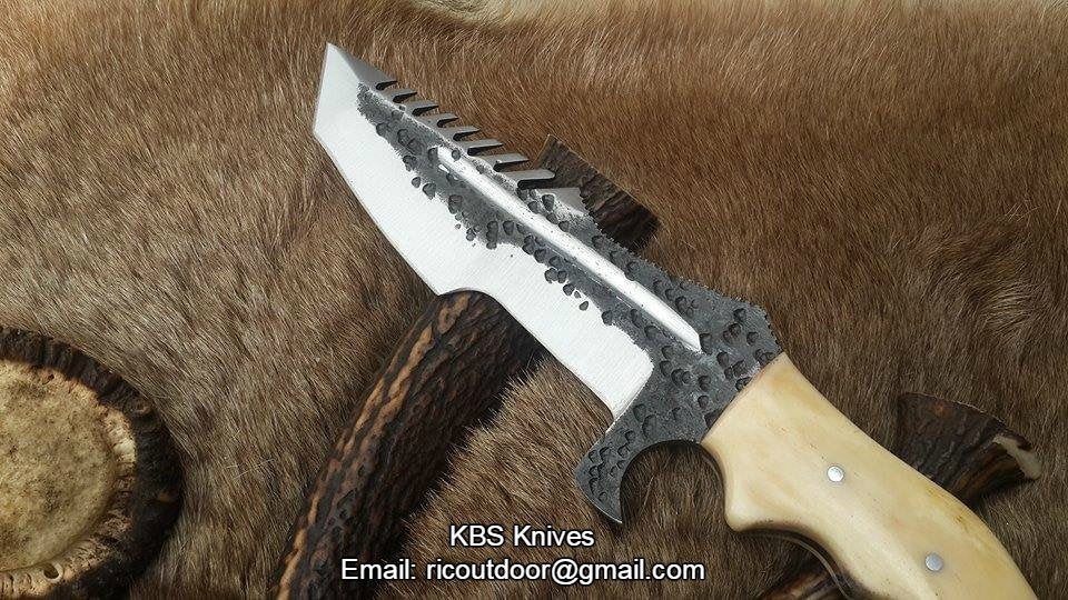 Premium Custom 1095 Steel Tanto Tracker Knife - Full Tang Bone Handle, 10.5" with Leather Sheath | Perfect for Outdoor Adventures | KBS Kniv - Korvel