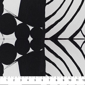Transcendence Black & White Abstract Cotton Fabric 44"/45" Per Yard