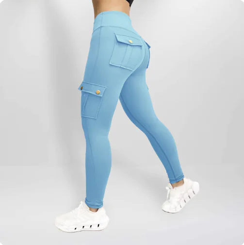 Pantalones de Trabajo Fitness de Alta Elasticidad con Bolsillos para Mujeres
