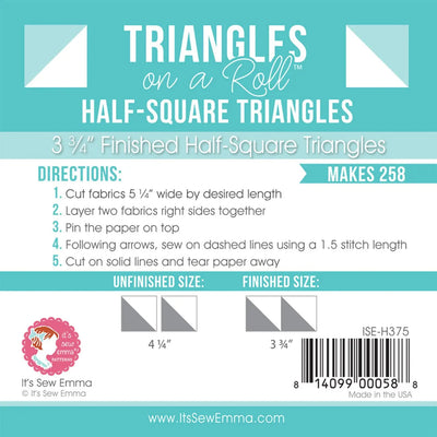 Triangles sur un rouleau de 3-3/4 po demi-carrés finis