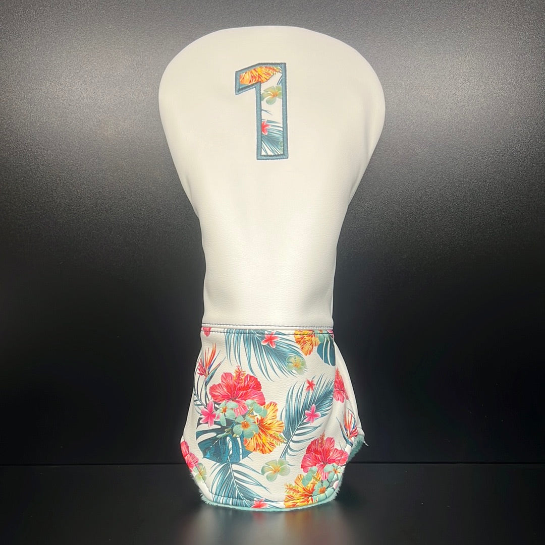 Couvre-club de golf à motif floral tropical vibrant