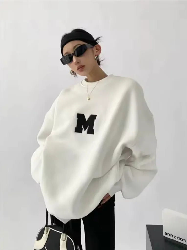 Sudadera de felpa oversized MEXZT Y2K – Sudadera casual para mujer