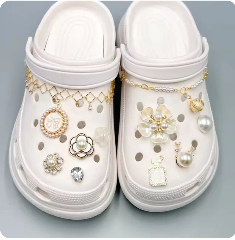 Pearl Chain Shoe Charms for Crocs and Sandals - Elegant Accessories