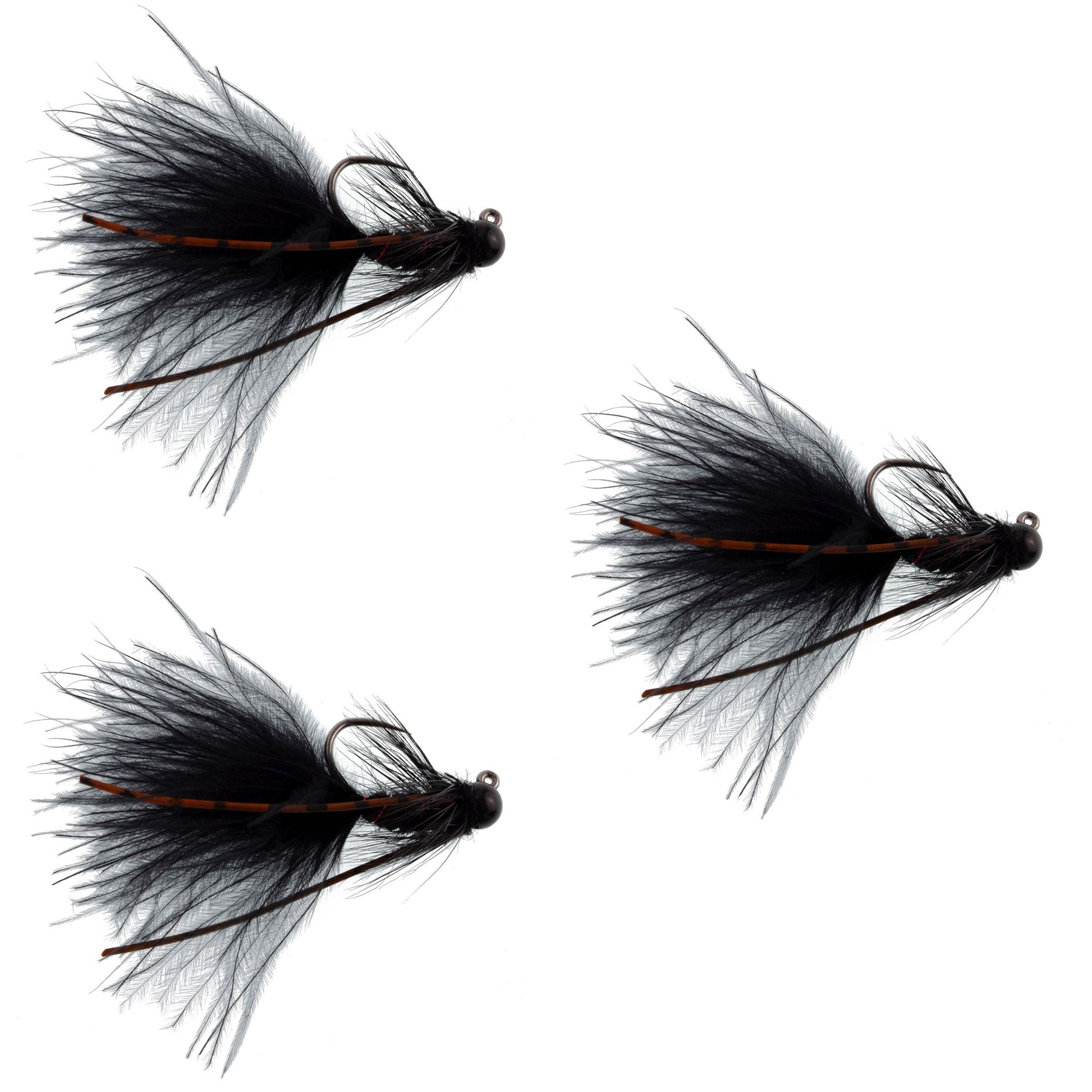 3-Pack Tactical Tungsten Bead Mini Bugger Flies - Size 12 for Euro Nymphing - Korvel