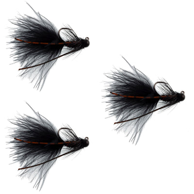 3-Pack Tactical Tungsten Bead Mini Bugger Flies - Size 12 for Euro Nymphing - Korvel