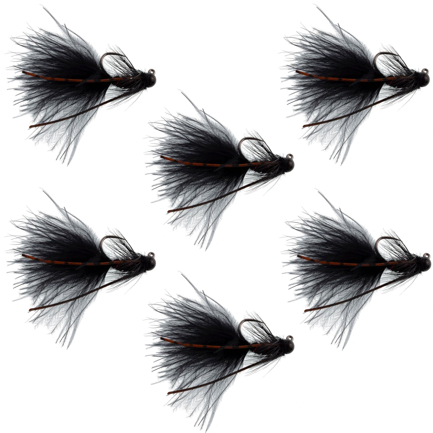 Tactical Tungsten Bead Mini Bugger Czech Nymph Fly Set - Size 8 (6 Flies) - Korvel