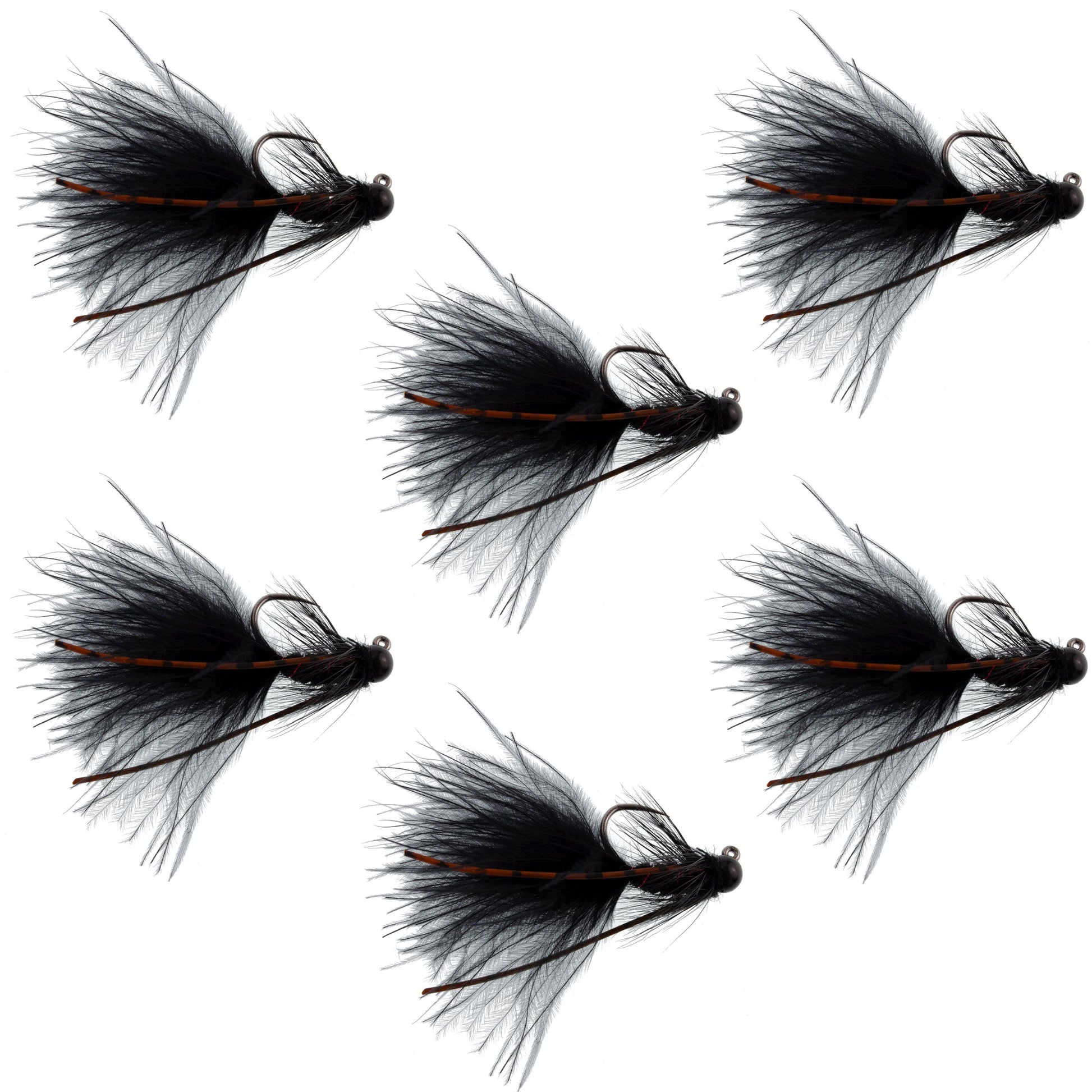 Tactical Tungsten Bead Mini Bugger Czech Nymph Fly Set - Size 8 (6 Flies) - Korvel
