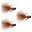 3-Pack Tactical Brown Mini Bugger Tungsten Bead Flies for Euro Nymphing - Size 8 - Korvel