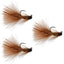 3 Pack Tungsten Bead Tactical Brown Mini Bugger Czech Nymph Euro Nymphing Fly - 3 Flies Size 12