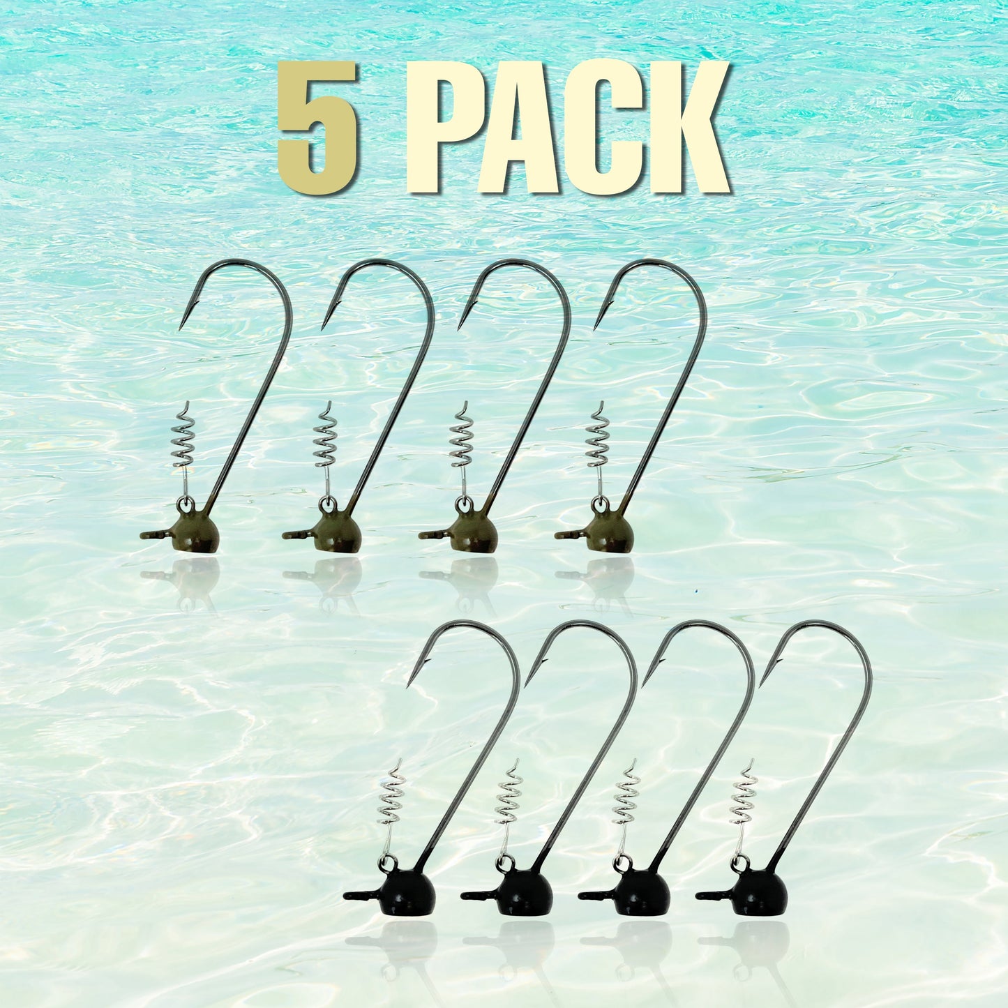 Reaction Tackle Tungsten Stand-Up Shaky Head Jigs - 5 Pack for Ultimate Bass Fishing - Korvel