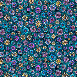 Tissu en coton mosaïque turquoise - 44/45" par yard