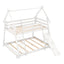 Cama litera Twin sobre Queen con redes de escalada y rampa - Blanca