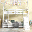 Cama litera Twin sobre Queen con redes de escalada y rampa - Blanca