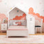 Cama Casa Gemela con 2 Cajones - Blanco Molino