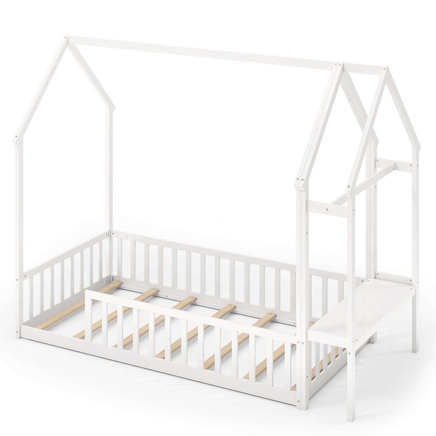 Cadre de Lit Montessori Twin House avec Rangement - Blanc
