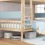 Cama litera Twin sobre Twin con escalera y barandillas - Natural