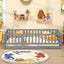 Twin Size Floor Bed with High Fence and Playhouse Door - Gray