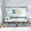 Cama Casa de Tamaño Individual con Techo y Barandilla de Seguridad - Gris